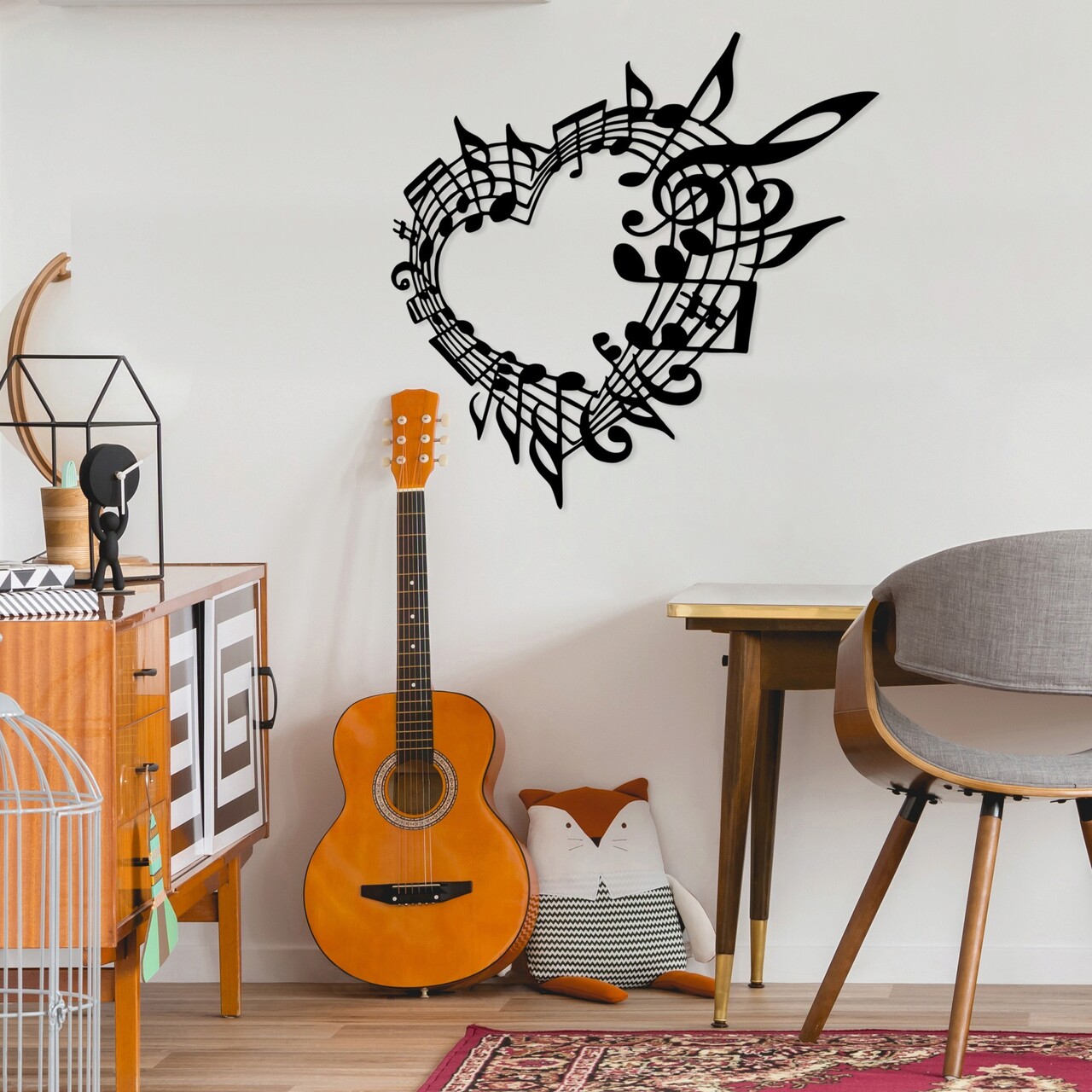 Decoratiune de perete, Musical 5, Dimensiune: 68 x 70 cm, Negru - imagine 6